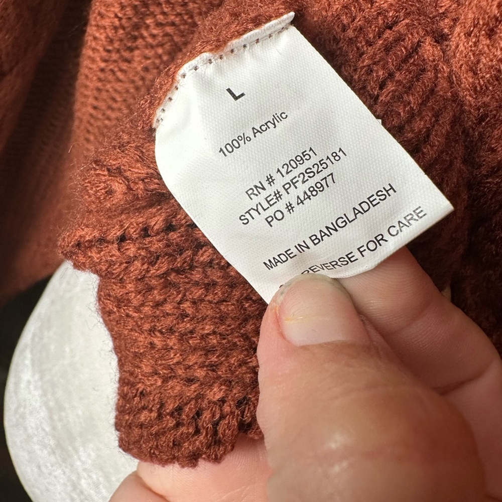 Crochet Sweater, Cider Rust -large - Picture 7 of 7